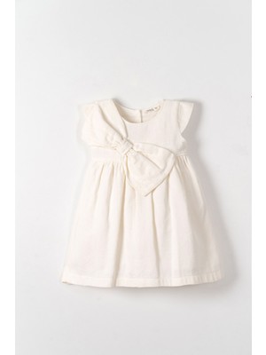 Ugly Duck 01-04 Yaş Arası Fiyonklu Elbise - Ekru