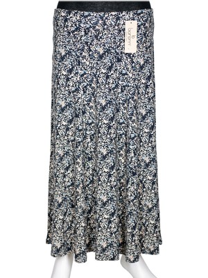 Hermevsim Barem Kadın Arzu Korsajlı 6 Parçalı Desenli Penye Lacivert Etek D64