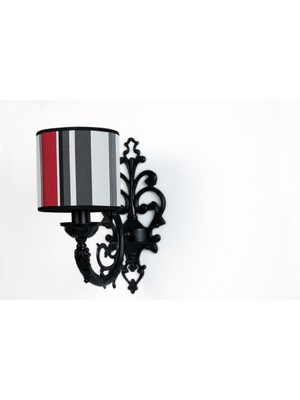 massarelli Lugus Tekli Aplik Siyah-Kırmızı-Siyah Çizgili