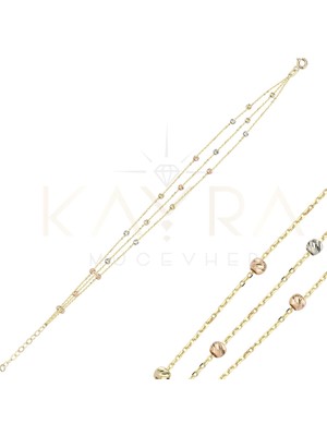 Kayra Mücevher Dorika Üç Sıra Altın Bileklik AÇB38