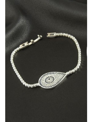 Zero Land Storozde Oval Zirkon Taşlı Çocuk Bileklik 16 cm - Gümüş Rengi