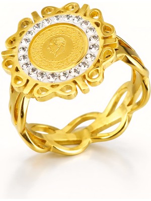 Formzen 316L Paslanmaz Çelik Çeyrek Görünümlü Yüzük – Taş Detaylı Şık ve Dayanıklı Tasarım