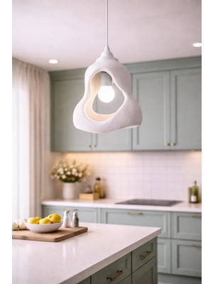 Pamuk's Design Rustik Delikli Iskandinav Serisi Beton Görünümlü Tekli Avize Sarkıt Çevre Dostu Avize Salon Mutfak