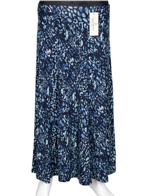 Hermevsim Barem Kadın Arzu Korsajlı 6 Parçalı Desenli Penye Lacivert Etek D63