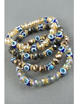 Zero Land Storozde Nazar Taşlı Kristal Bileklik - Kahverengi