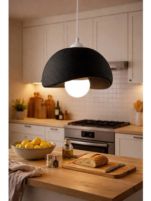 Pamuk's Design Siyah Beton Görünümlü Modern Sarkıt Avize, Vegan, Toz Tutmayan Salon, Oturma Odası, Çocuk Odası