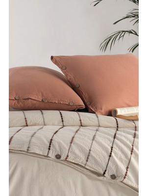 Macas Home Iris Mocca %100 Pamuklu Yıkamalı Ipliği Boyalı Battal Boy Nevresim Takımı 240*220