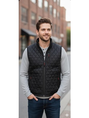 Hamitogulları Siyah Ters Fermuarlı Polarlı Yelek