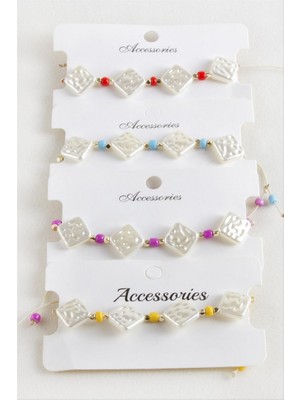 Zero Land Storozde Baklava Boncuk Inci Makrome Ip Bileklik - Siyah