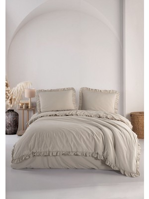 Macas Home Hemera %100 Pamuklu Fırfırlı Vintage Çift Kişilik Nevresim Takımı 200*220