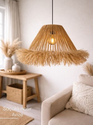 Saçaklı Modern Hasır Avize 2. Model