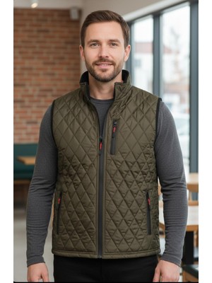 Hamitogulları Haki Ters Fermuarlı Polarlı Yelek