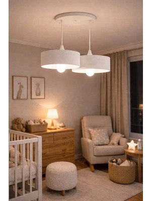 Pamuk's Design Ikili Beton Görünümlü Oval Avize Sarkıt, Toz Tutmayan, Vegan, Oturma Odası Salon Mutfak Çocuk Odası