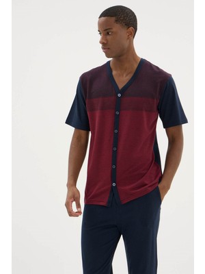 Kly Yeni Sezon Boydan Dümeli Kısa Kollu Erkek Şık Tasarım Pijama Takımı