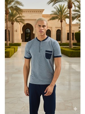 Kly Yeni Sezon 2026 Erkek Midi Yaka Lüx Tasarım Pijama Takımı