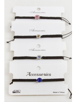 Zero Land Storozde Çiçek Taşlı Makrome Örgülü Bileklik - Gümüş Rengi