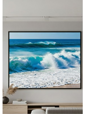 Safir Design Modern Dekorasyon Için Okyanus Dalga Serisi Çerçeveli Tablo