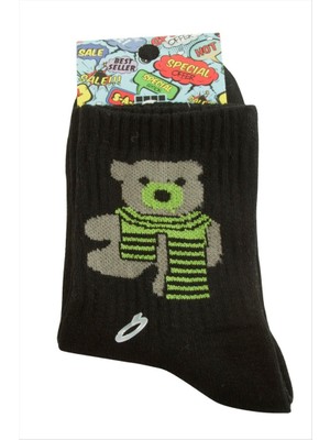 Zero Land Storozde Ayıcık Kolej Çorap 8*28 - Siyah