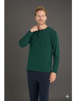 Kly %100 Pamuk Yeni Sezon Bisiklet Yaka Erkek Büyük Beden Pijama Takımı