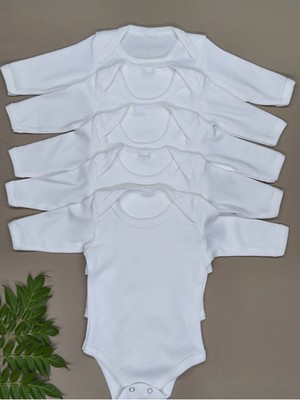 Vieso Unisex 5'li Uzun Kollu Pamuklu Zarf Yaka Body Zıbın Çıtçıtlı Özel Olaylar İçin