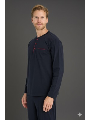 Kly %100 Pamuk Yeni Sezon Bisiklet Yaka Erkek Büyük Beden Pijama Takımı