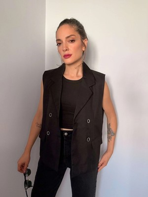 Siyah Kruvaze Premium Yelek