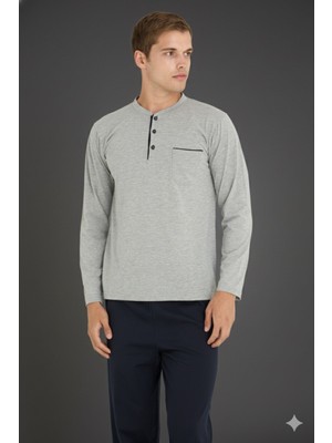 Kly %100 Pamuk Yeni Sezon Bisiklet Yaka Erkek Büyük Beden Pijama Takımı