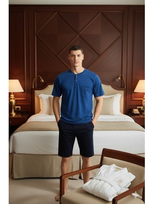 Kly Yeni Sezon Büyük Beden Midi Yaka Şortlu Lüx Tasarım Pijama Takımı