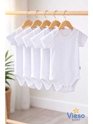 Vieso 5'li Kısa Kollu Pamuklu Kız Erkek Çıtçıtlı Body Zıbın Atlet