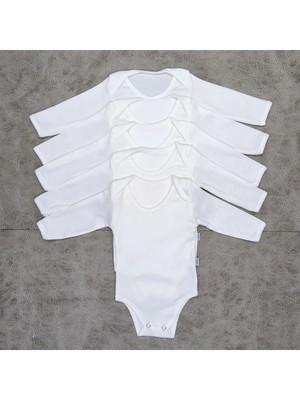 Vieso 5'li %100 Pamuk Uzun Kollu Kız Erkek Çıtçıtlı Bebek Body Zıbın Atlet