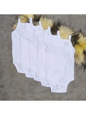Vieso 5li Beyaz Çıtçıtlı Pamuklu Bebek Atlet Body Zıbın Özel Olaylar İçin