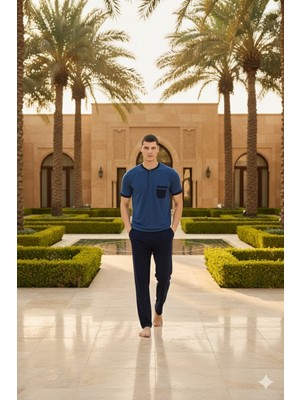 Kly Yeni Sezon 2026 Erkek Midi Yaka Lüx Tasarım Pijama Takımı