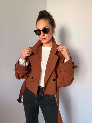 Kahve Reglan Kısa Ceket