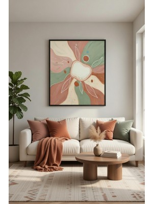 Safir Design Bohem Esintili Doğal Formlar ve Yaprak Figürlü Çerçeveli Tablo