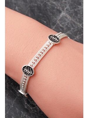 Sümer Telkari Mezopotamya Başak Sembolü Midyat Hasırı 925 Ayar Gümüş Bileklik 4868