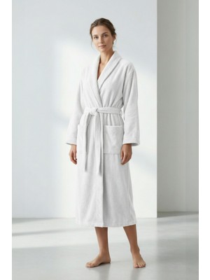 Anılsan 50'li Şalyaka Bornoz Beyaz %100 Pamuk Unisex Spa Için Ideal Kadın/erkek