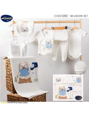 Vieso Yenidoğan Erkek Bebek Hastane Çıkışı %100 Pamuk Organik Yeni Doğan 10LU Set