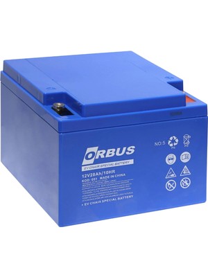 Orbus 12V 28AH Yatay Tip Jel Engelli Araç Aküsü