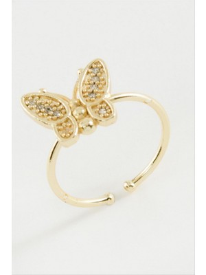 Zero Land Storozde Kelebek Taşlı Yüzük - Sarı