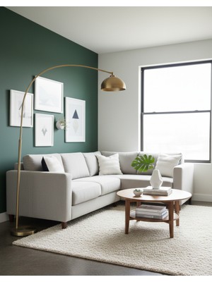 Avizade Nuvia Eskitme Metal Kavisli Lambader - Modern Salon Köşe Lambası -Minimalist Dekoratif Köşe Aydınlatma