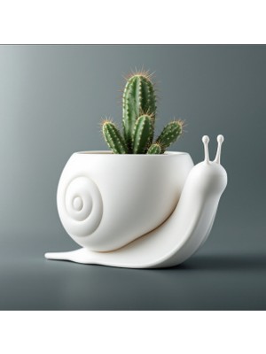 Razmo Sevimli Salyangoz Figürlü Dekoratif Saksı ve Vazo - Modern Sukulent Çiçekliği, Estetik Masaüstü Objesi, Doğal Görünümlü Küçük Vazo, Minimalist Snail Pot & Vase – Unique Home Decoration