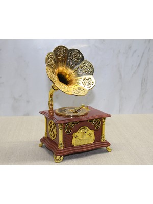 Najmaddin Gramofon Müzik Kutusu Kahverengi