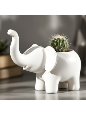 Razmo Şans Getiren Fil Figürlü Dekoratif Saksı ve Vazo - Bereket Sembolü Modern Sukulent Çiçekliği, Estetik Fil Formunda Masaüstü Objesi, Küçük Vazo Cute Elephant For Flowers – Decorative Pot & Vase