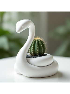 Razmo Egzotik Yılan Figürlü Dekoratif Saksı ve Vazo - Mistik Yılan Çiçeklik, Sanatsal Masaüstü Objesi, Modern Gotik Ev Dekoru, Estetik Sukulent ve Kaktüs Snake Flower Pot – Unique Vase & Decor