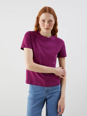 Lc Waikiki Yeni Sezon Bisiklet Yaka Nakışlı Kadın Tişört