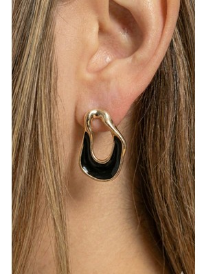 Aurrari Gold Hole Siyah Mineli Küpe