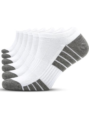 Sonnors 6 Çift Sneaker Kadın Erkek Organik Pamuk Patik Dikişsiz Kısa Spor Çorap Unisex, Beyaz Siyah Gri