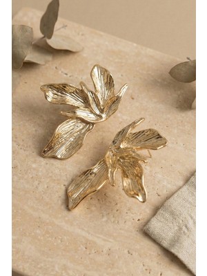 Aurrari Gold Premium Kararmaz Hafif Geniş Yaprak Küpe