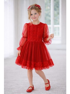 Dıgıl Kids Kız Çocuk Kırmızı Elbise