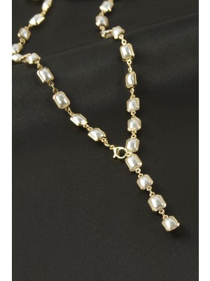 Zero Land Storozde Dikdörtgen Inci Y Kolye - Sarı